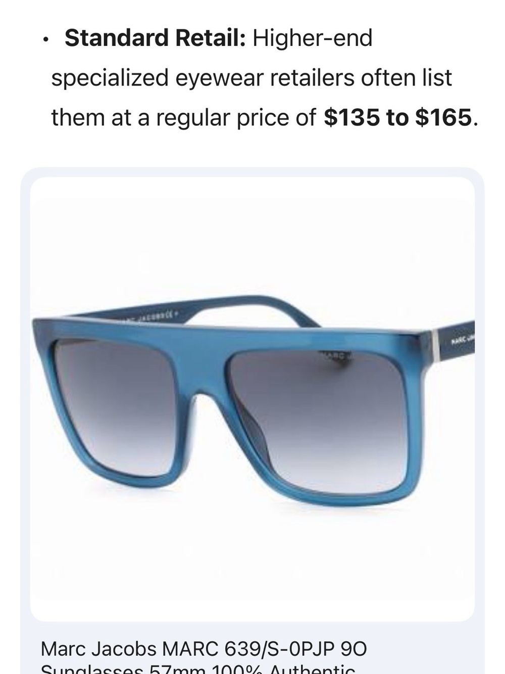 Marc Jacobs Teal and Black Oversized Square Sunglasses